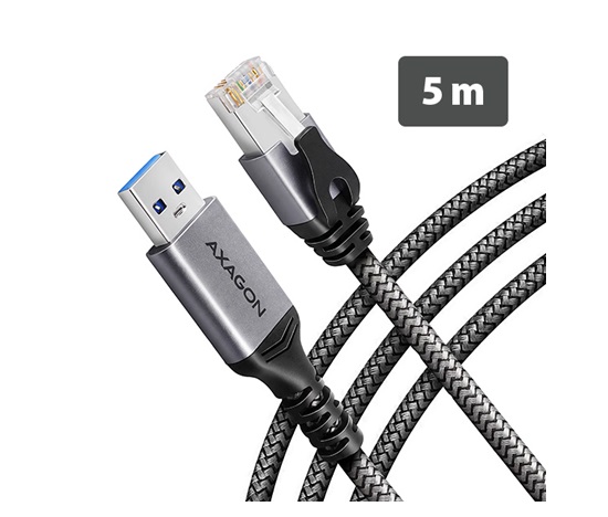 AXAGON ADE-AM50, USB-A Gigabit Ethernet adaptér s integrovaným sieťovým CAT6 káblom RJ-45 (5 m)
