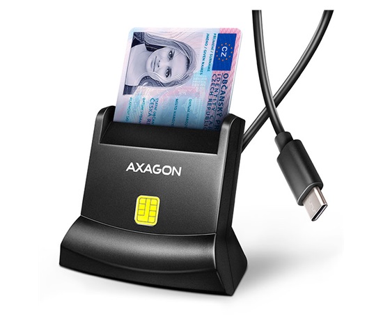 AXAGON CRE-SM4NC, USB-C čítačka kontaktných kariet ID card (eID klient), stojanková, kábel 1.2 m