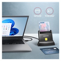 AXAGON CRE-SM4NC, USB-C čítačka kontaktných kariet ID card (eID klient), stojanková, kábel 1.2 m