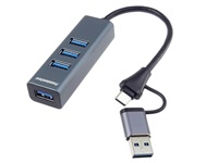 PremiumCord Hub 5G SuperSpeed, USB-C a USB-A na 4x USB-A 3.2 Gen 1