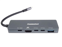 PremiumCord Adaptér USB-C na 4K@60Hz HDMI + 10G USB3.2 A + 10G 2x USB-C + PD