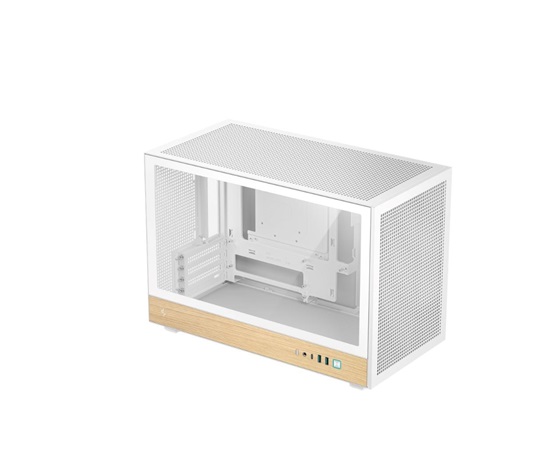 DEEPCOOL Case CH260 WOOD WH, mATX, Průhledná bočnice, bílo-dřevěná