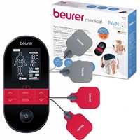 Beurer EM 59 elektrostimulátor 3v1, TENS/EMS technologie, funkce vyhřívání, 4 gelové elektrody, 2 nezávislé kanály