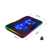 EVOLVEO CoolPro, chladící podložka pod notebook, 2x ventilátor, RGB podsvícení, černá