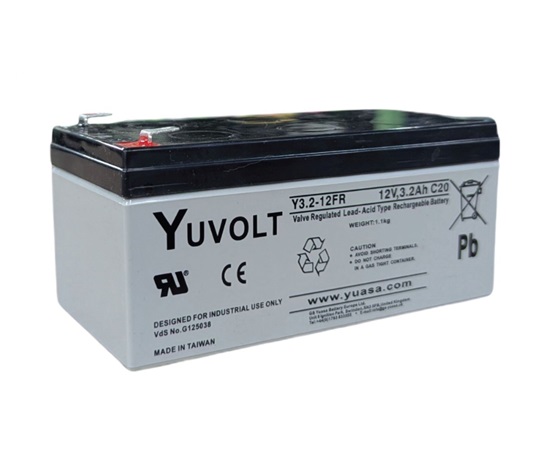 Baterie - YUVOLT Y3.2-12FR (12V; 3,2Ah; faston F1-4,7mm; životnost 3-5let)