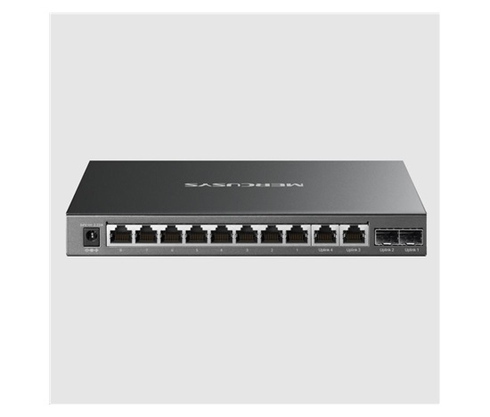 MERCUSYS switch MS112GMP (8xGbE,2xGbE,2xSFP,8xPoE+,110W,fanless)