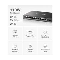 MERCUSYS switch MS112GMP (8xGbE,2xGbE,2xSFP,8xPoE+,110W,fanless)