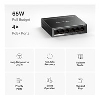 MERCUSYS switch MS106GP (6xGbE,4xPoE+,65W,fanless)