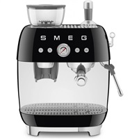 Smeg EGF03BLEU Retro Style pákový kávovar, černý, integrovaný mlýnek, 20 bar, 2,4 l, 1650 W