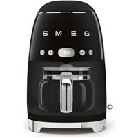 Smeg Retro Style DCF02BLEU překapávač kávy černý, 10 šálků, 1,25 l, automatický start, keep warm