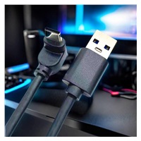 PremiumCord Kabel USB typ C/M zahnutý konektor 90° - USB 3.0 A/M, 2m