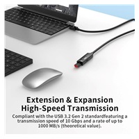 PremiumCord USB-C 3.2 Gen 2 repeater a prodlužovací kabel Male-Female, 10Gbps Aluminium 7m