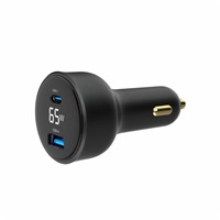 GEMBIRD Nabíječka do auta, 1x USB, 1xUSB-C, rychlo-nabíječka, QC3.0, 65 W, černá