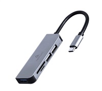 GEMBIRD hub, 3-port USB 3.1, Type-C, se čtečkou karet