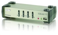BAZAR - ATEN přepínač 4-port KVMP USB+PS/2, usb hub, audio, OSD, 1.2m kabely - Rozbaleno (Komplet)