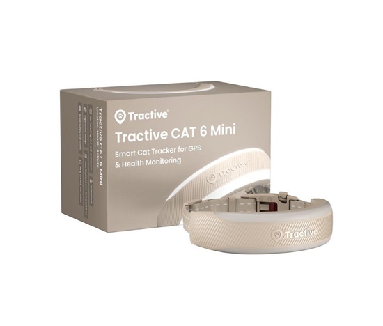 Tractive CAT 6 Mini – chytrý GPS lokátor pro kočky a monitor zdraví s integrovaným obojkem - hnědý
