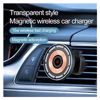 BAZAR - 1stCOOL bezdrátová QI nabíječka 15W, do auta, MagSafe, USB-C, černá, poškozený obal