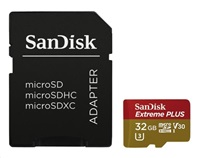 SanDisk MicroSDHC karta 32GB Extreme PLUS (R100/W90MB/s, UHS-I V30, Rescue Pro Deluxe) + adaptér