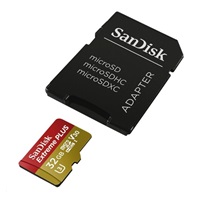SanDisk MicroSDHC karta 32GB Extreme PLUS (R100/W90MB/s, UHS-I V30, Rescue Pro Deluxe) + adaptér