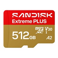 SanDisk MicroSDHC karta 512GB Extreme PLUS (R250/W1700MB/s, UHS-I V30, Rescue Pro Deluxe) + adaptér