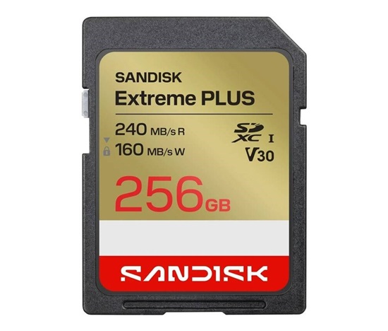 SanDisk SDXC karta 256GB Extreme PLUS (R240/W160 MB/s Class 10, UHS-I U3 V30)