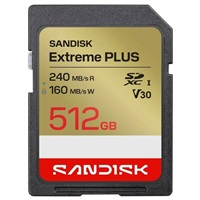 SanDisk SDXC karta 512GB Extreme PLUS (R240/W160 MB/s Class 10, UHS-I U3 V30)