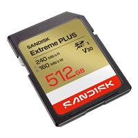 SanDisk SDXC karta 512GB Extreme PLUS (R240/W160 MB/s Class 10, UHS-I U3 V30)