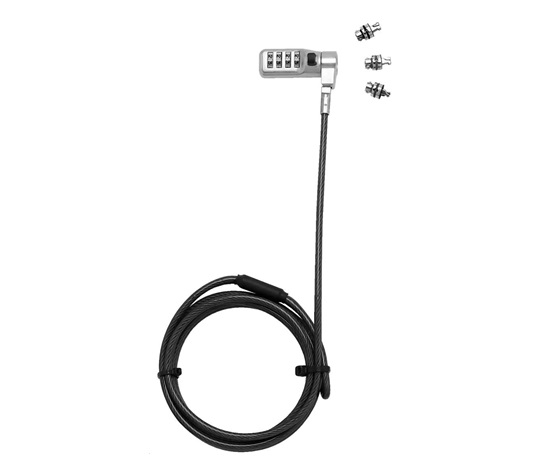 DICOTA Universal Security Cable Lock,3 Exchangeable heads fits all slots, combination