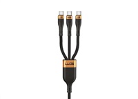 WG - Datový kabel 3v1 Type-C na 3x Type-C, 1,2 metru, 100 W + 15 W + 15 W, černá