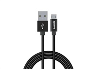 WG - Datový kabel Micro USB na USB-A, 1 metr, s prodlouženým konektorem, černá