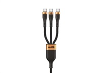 WG - Datový kabel 3v1 Type-C na 3x Type-C, 90 cm, 100 W + 15 W + 15 W, černá
