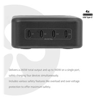Club3D nabíječka 240W Charging Station GaN, 4xUSB-C, PPS + PD 3.1 Support + Led Display