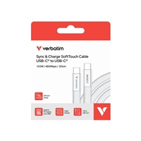 VERBATIM Kabel Sync & Charge SoftTouch USB-C, 100W, 120cm, bílá