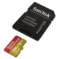 Karta SanDisk micro SDXC 256 GB Extreme PLUS (200 MB/s Class 10, UHS-I U3 V30) + adaptér