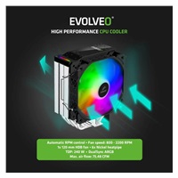 EVOLVEO QuietCool5, CPU chladič, 6x heatpipe, černý