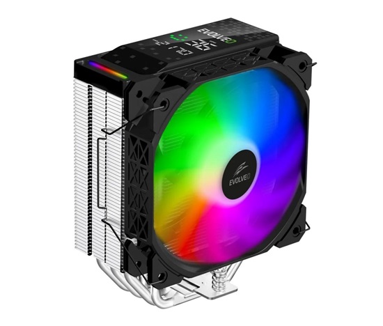 EVOLVEO QuietCool7, CPU chladič s digitálním displejem, 6x heatpipe, černý