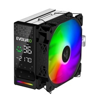 EVOLVEO QuietCool7, CPU chladič s digitálním displejem, 6x heatpipe, černý