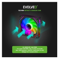 EVOLVEO 120UX, ventilátor, 120mm, 4pin PWM, ARGB, černý