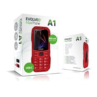 EVOLVEO MaxPhone A1, tlačítkový Dual SIM telefon, červený