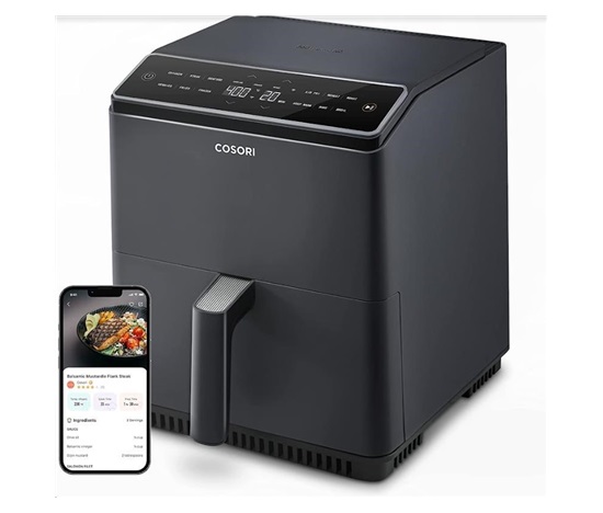 BAZAR - BAZAR - Cosori Dual Blaze 6.4L SMART horkovzdušná  fritéza + 5x špíz a gril. rošt, black - Poškozený obal (Kompl