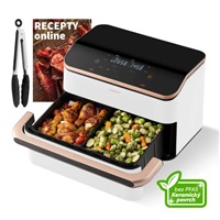 BAZAR - Cosori Dual Blaze TwinFry chytrá horkovzdušná fritéza10 L, keramika, bílá - Poškozený obal (Komplet)