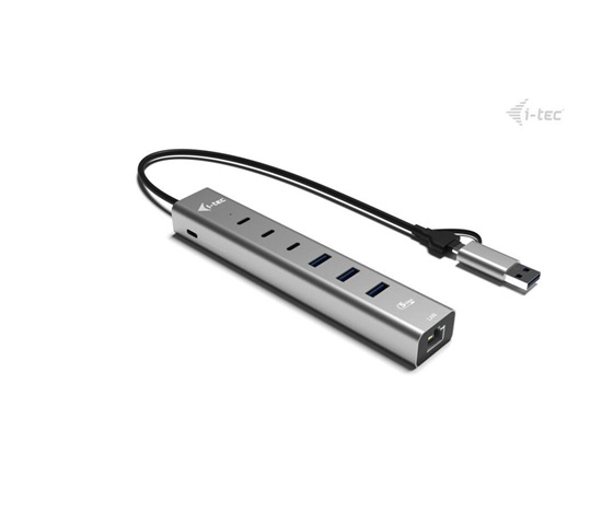 i-tec USB-C/USB-A Metal HUB 6 port (3x USB-C, 3x USB-A), LAN, Power Delivery 85W