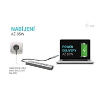i-tec USB-C/USB-A Metal HUB 6 port (3x USB-C, 3x USB-A), LAN, Power Delivery 85W