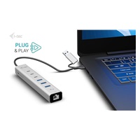 i-tec USB-C/USB-A Metal HUB 6 port (3x USB-C, 3x USB-A), LAN, Power Delivery 85W