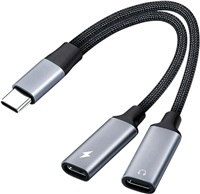 PremiumCord USB-C redukce 2-in-1 pro audio sluchátka a současné nabíjení 12,5cm