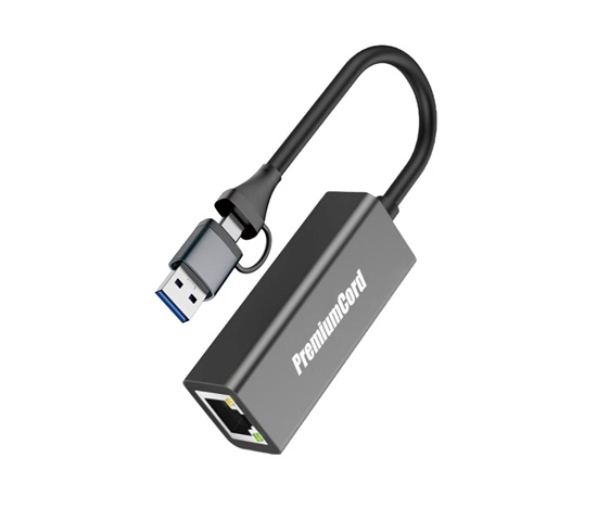 PremiumCord Adaptér USB-C a USB-A na Gigabit 10/100/1000Mbps 15cm