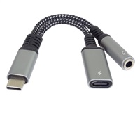 BAZAR - PremiumCord Redukce USB-C /3,5mm jack s DAC chipem + USB-C pro nabíjení 13cm - Poškozený obal (Komplet)