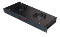BAZAR - 19" ventilační jednotka XtendLan, 2 ventilátory, LCD display, termostat, hloubka 200mm, černá - Po opravě