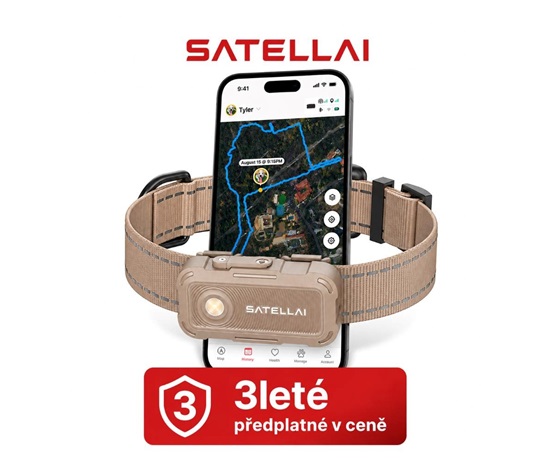 SATELLAI Collar Go M - GPS lokátor, komunikátor a monitor zdraví, béžový, 3leté předplatné