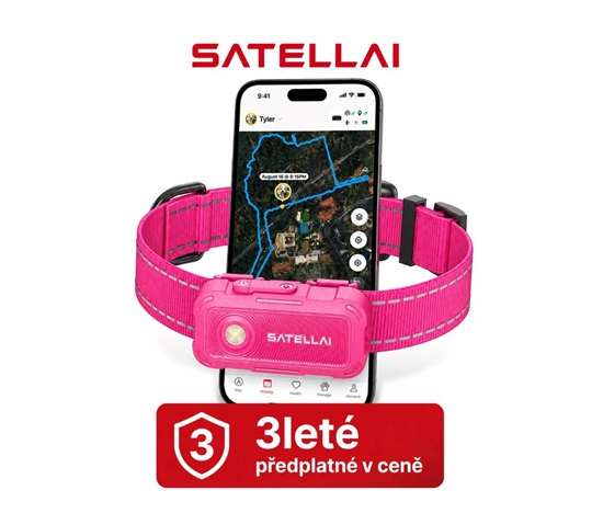 SATELLAI Collar Go L - GPS lokátor, komunikátor a monitor zdraví, růžový, 3leté předplatné
